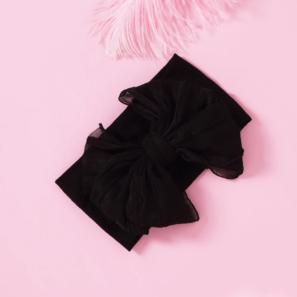 Bow Baby Headbands For Newborn Soft Elastic Nylon Hair Bands Ruffle Bow Infant Headband For Kid Girl Headwear Hair Accessories
