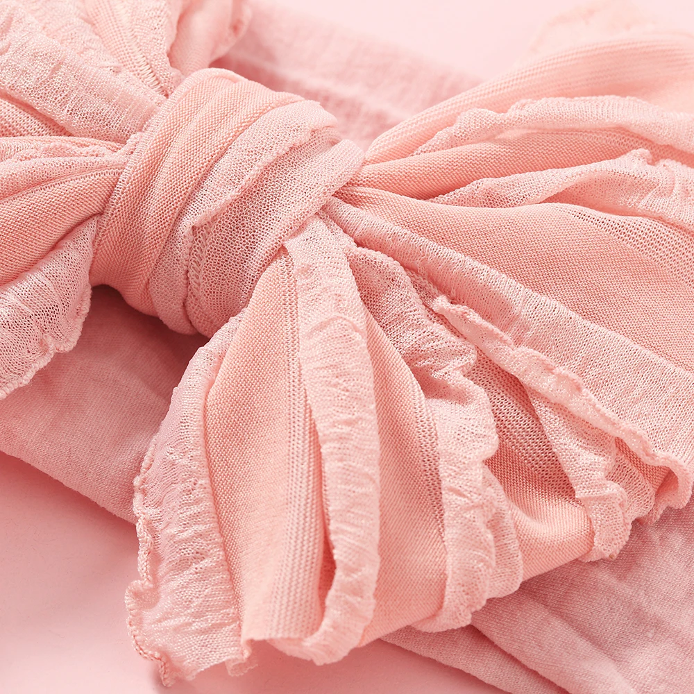 Bow Baby Headbands For Newborn Soft Elastic Nylon Hair Bands Ruffle Bow Infant Headband For Kid Girl Headwear Hair Accessories