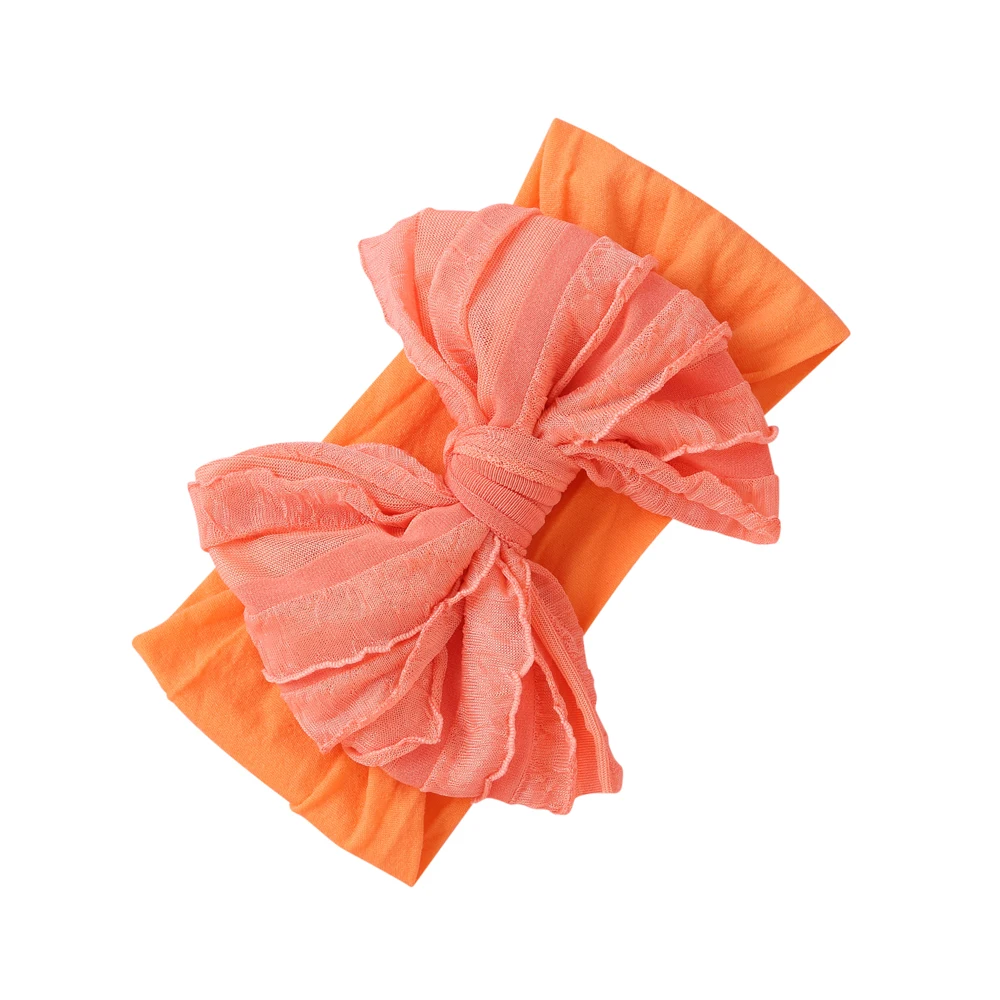 Bow Baby Headbands For Newborn Soft Elastic Nylon Hair Bands Ruffle Bow Infant Headband For Kid Girl Headwear Hair Accessories