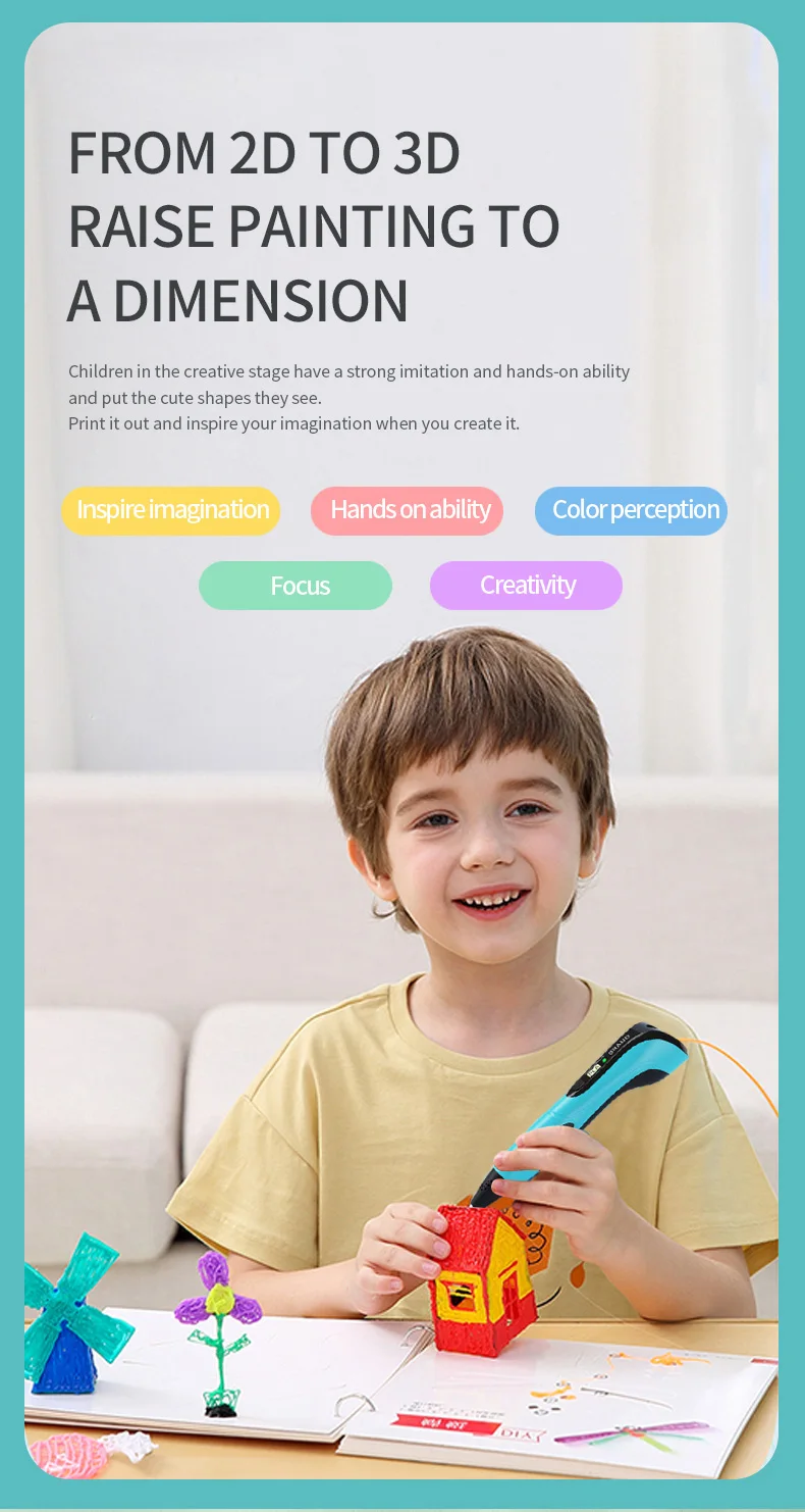 New Style 3D Printing Pen 3D Pen Set for Kids with Power Supply Pla Filament Travel Case Birthday Christmas Gift for Kids