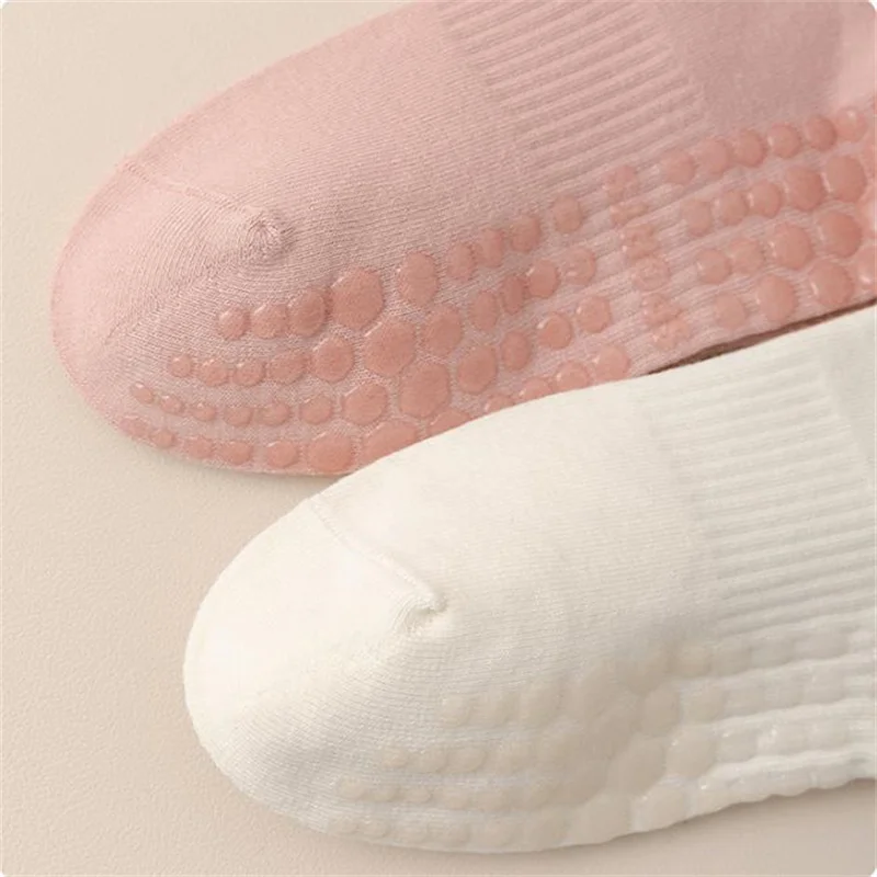 1/2/4/6 Pairs of Yoga Socks Female Medium Length Socks Pure Cotton Anti Slip Silicone Indoor Pilates Women's Sports Sock 2025new