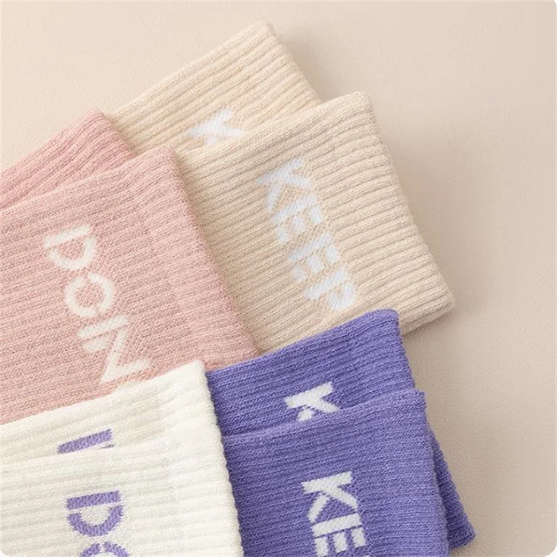 1/2/4/6 Pairs of Yoga Socks Female Medium Length Socks Pure Cotton Anti Slip Silicone Indoor Pilates Women's Sports Sock 2025new
