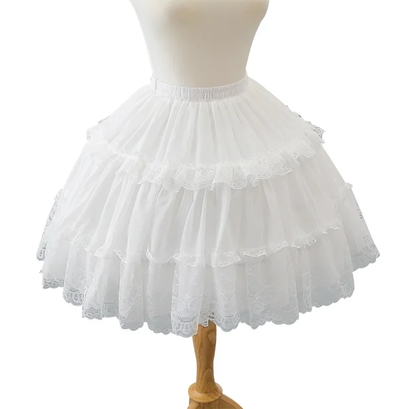 Lace Short Crinoline Bubble Skirt Wedding Dress Crinoline Everyday Maid Dress Black and White Optional Yarn Support