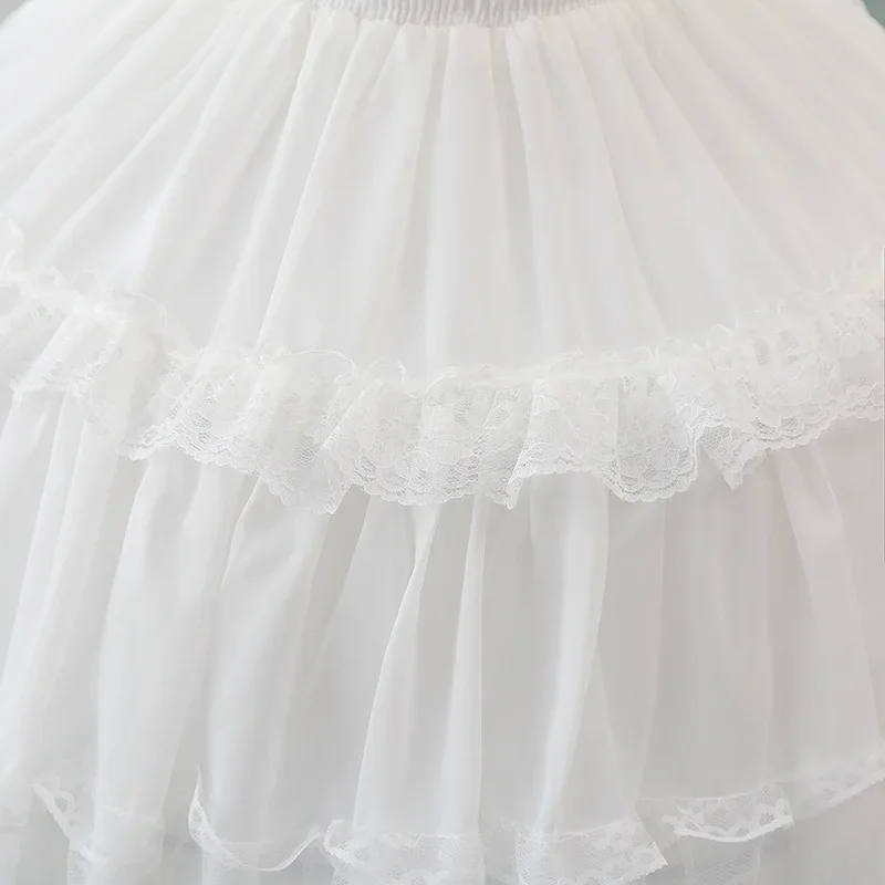 Lace Short Crinoline Bubble Skirt Wedding Dress Crinoline Everyday Maid Dress Black and White Optional Yarn Support