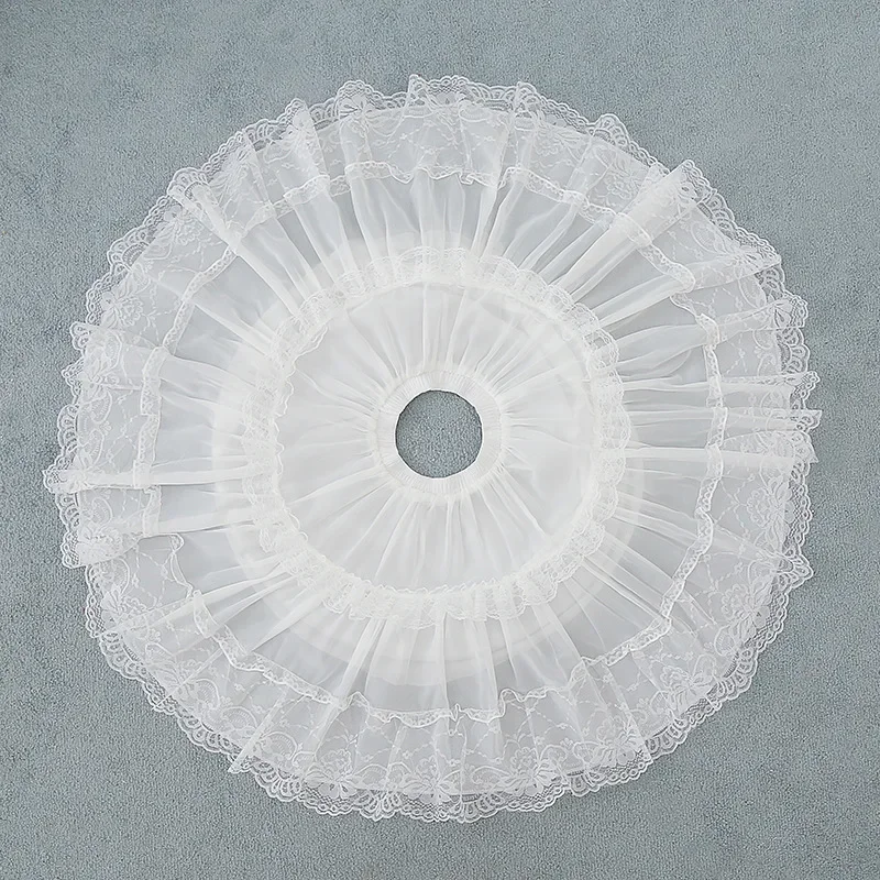 Lace Short Crinoline Bubble Skirt Wedding Dress Crinoline Everyday Maid Dress Black and White Optional Yarn Support