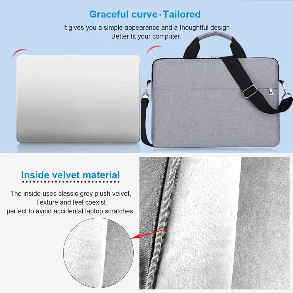 13.3/14/15.6 Inch Laptop Handbag Shockproof Laptop Sleeve Case Notebook Cover Protective Pouch Large Capacity Laptop Handbag