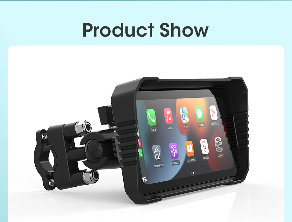 Jansite Portable 6.25" Motorcycle GPS Navigation Wireless Carplay Android Auto DVR Drive Recorder Moto Monitor IPX7 Waterproof