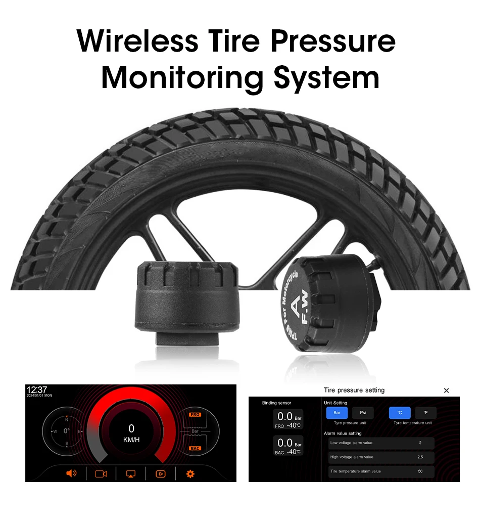 Jansite Portable 6.25" Motorcycle GPS Navigation Wireless Carplay Android Auto DVR Drive Recorder Moto Monitor IPX7 Waterproof