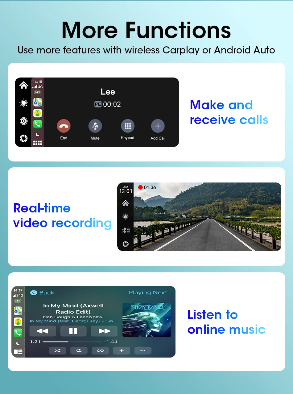 Jansite Portable 6.25" Motorcycle GPS Navigation Wireless Carplay Android Auto DVR Drive Recorder Moto Monitor IPX7 Waterproof