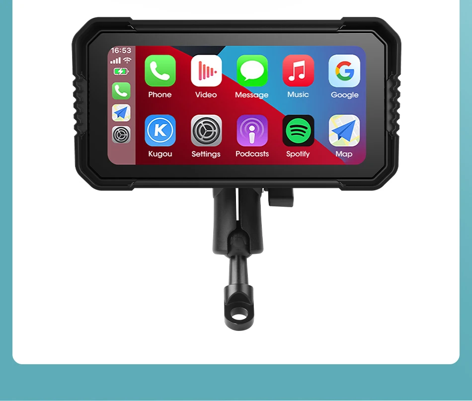 Jansite Portable 6.25" Motorcycle GPS Navigation Wireless Carplay Android Auto DVR Drive Recorder Moto Monitor IPX7 Waterproof