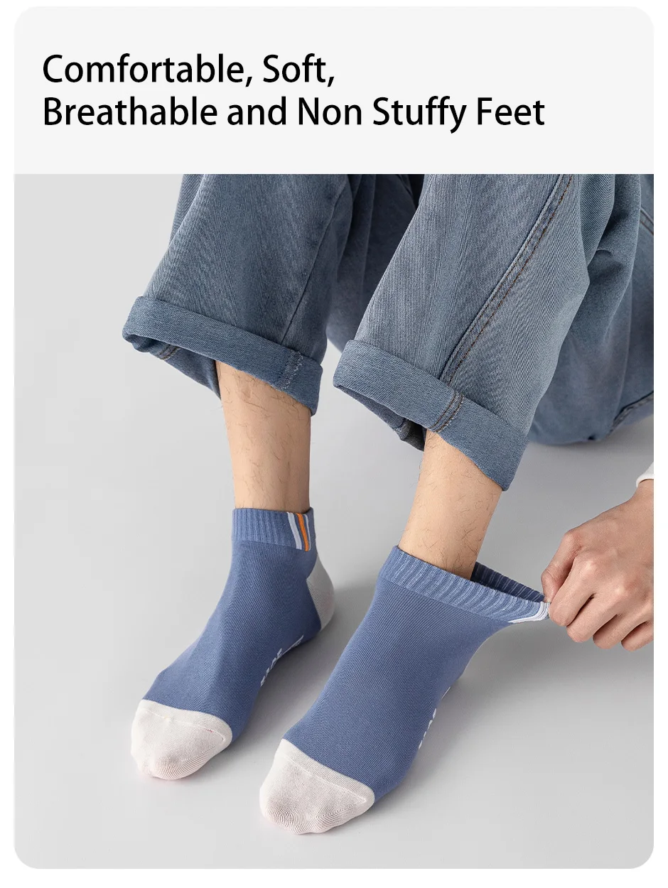 6 Pairs of Men's Spring and Autumn Letter Slogans, Stripes, Fashionable Sports Leisure, College Style, Summer Breathable Socks