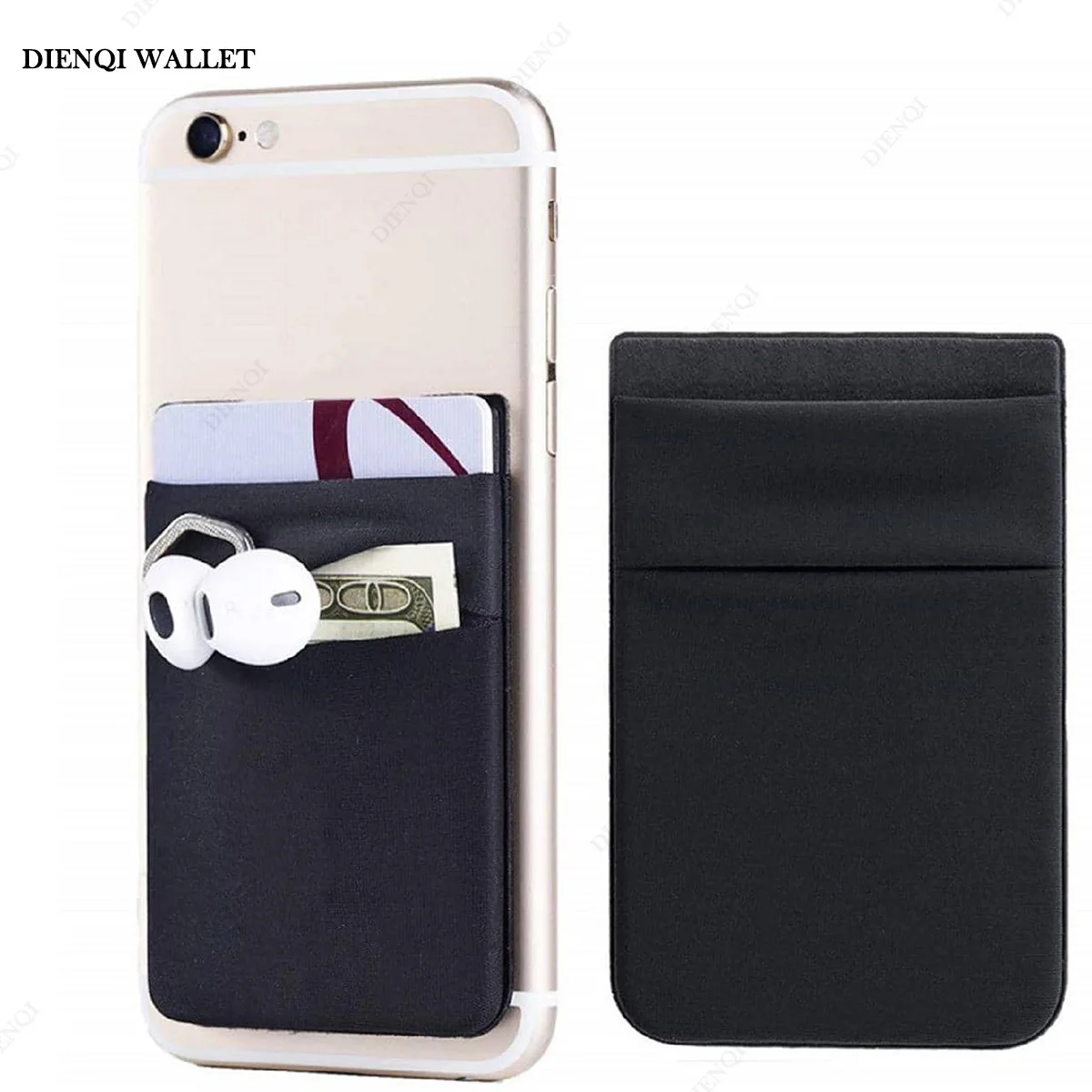 Phone Card Sticker Fashion Elastic Cloth Mobile Cell Phone Card Holder Money Clip Wallets Credit ID Cardholder Adhesive Pocket