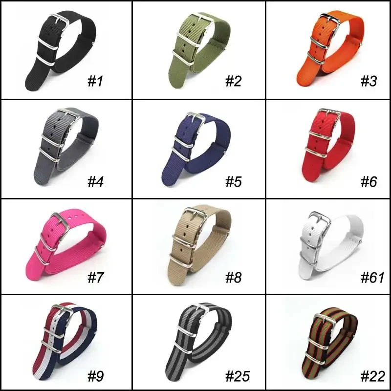 Sport Nylon Band for Women&Men Watch Strap 18mm 20mm 22mm Army Sport Strap Fabric Nylon Watch Band Buckle Belt