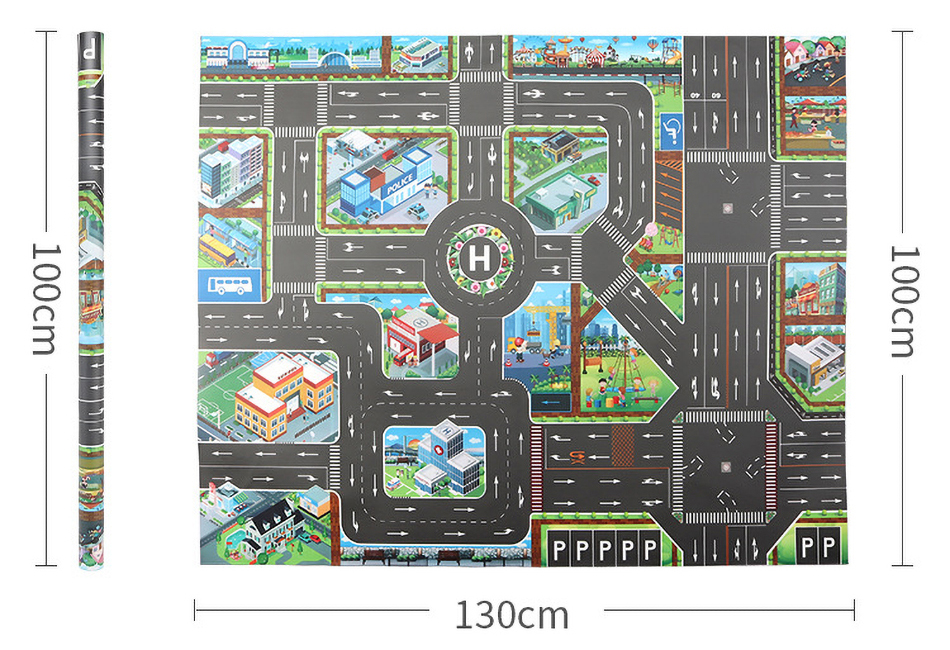 Baby Play Mat Road Map for Kids Cartoon Plastic Thin Traffic Rug Little Boys Girls Toys Playmat Babies Playing Educational Mat