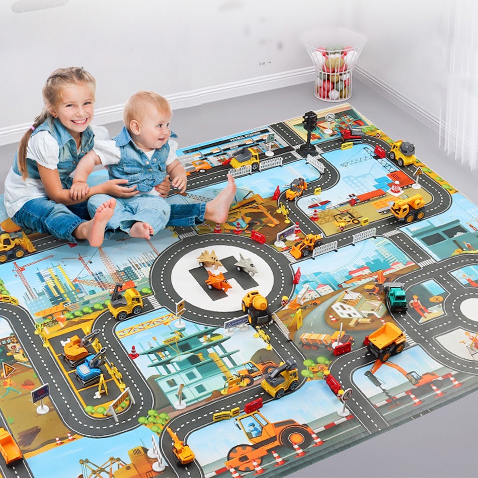 Baby Play Mat Road Map for Kids Cartoon Plastic Thin Traffic Rug Little Boys Girls Toys Playmat Babies Playing Educational Mat