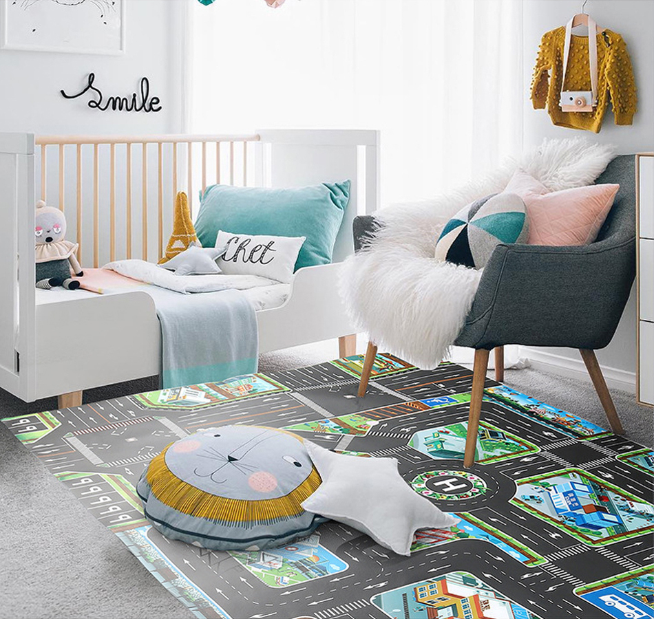Baby Play Mat Road Map for Kids Cartoon Plastic Thin Traffic Rug Little Boys Girls Toys Playmat Babies Playing Educational Mat