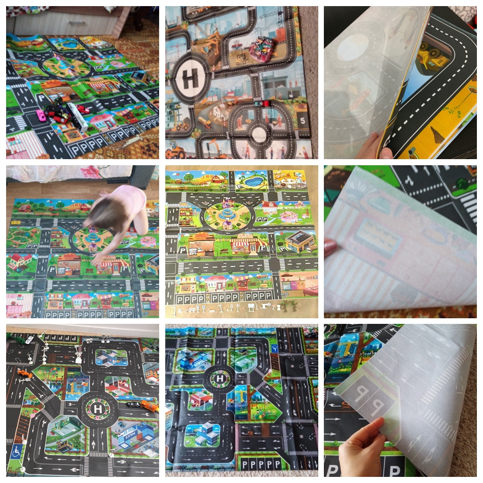 Baby Play Mat Road Map for Kids Cartoon Plastic Thin Traffic Rug Little Boys Girls Toys Playmat Babies Playing Educational Mat