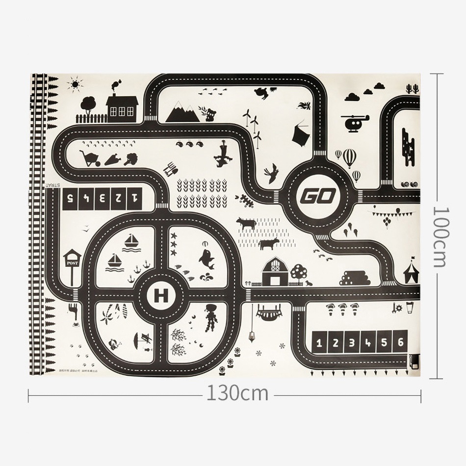 Baby Play Mat Road Map for Kids Cartoon Plastic Thin Traffic Rug Little Boys Girls Toys Playmat Babies Playing Educational Mat