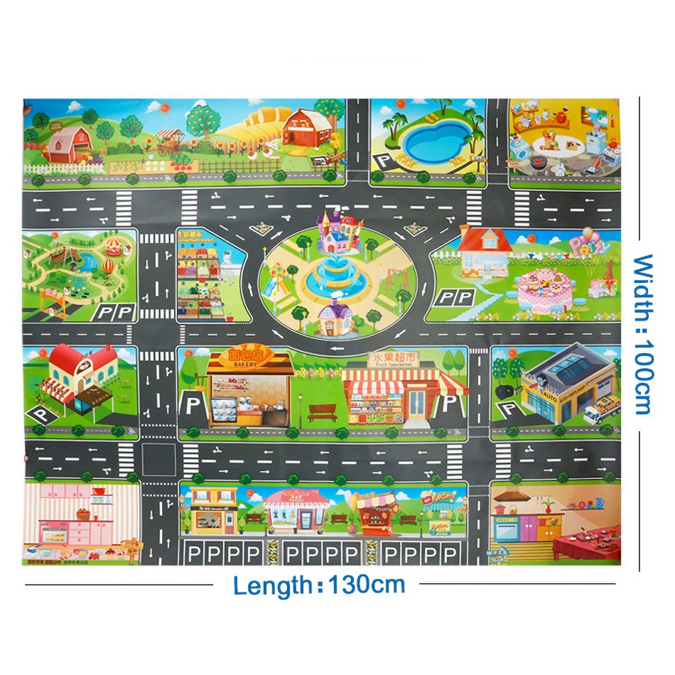 Baby Play Mat Road Map for Kids Cartoon Plastic Thin Traffic Rug Little Boys Girls Toys Playmat Babies Playing Educational Mat