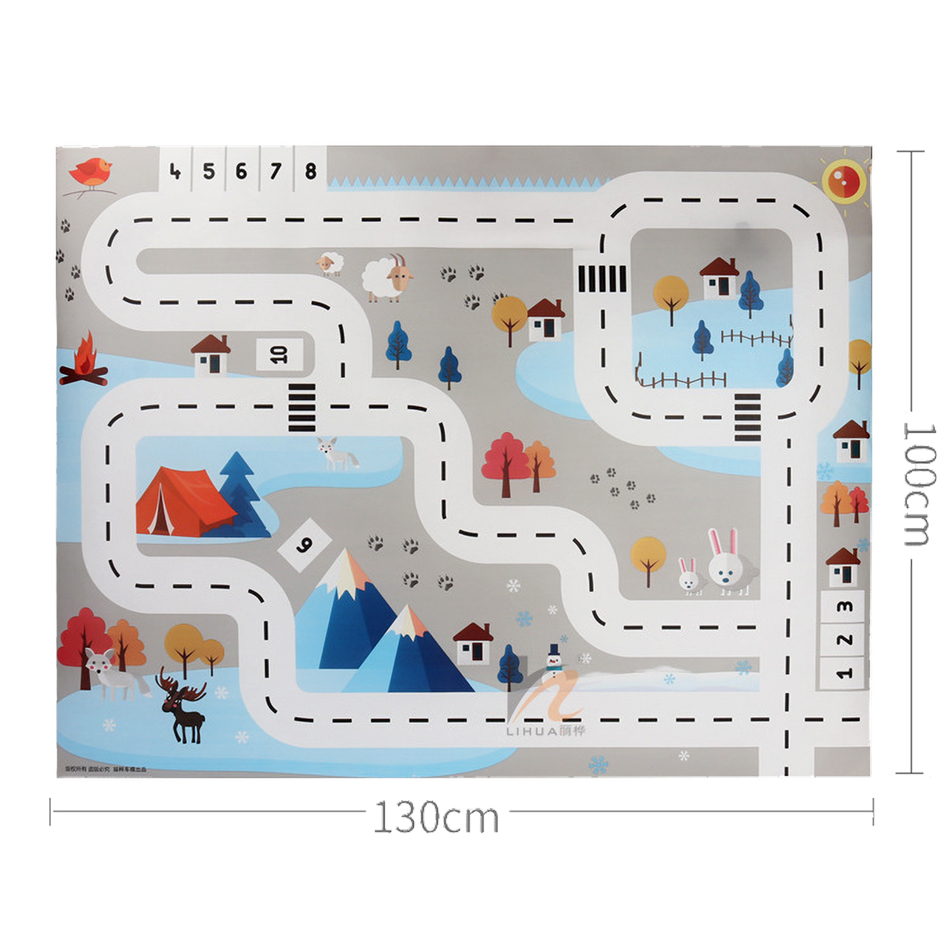 Baby Play Mat Road Map for Kids Cartoon Plastic Thin Traffic Rug Little Boys Girls Toys Playmat Babies Playing Educational Mat