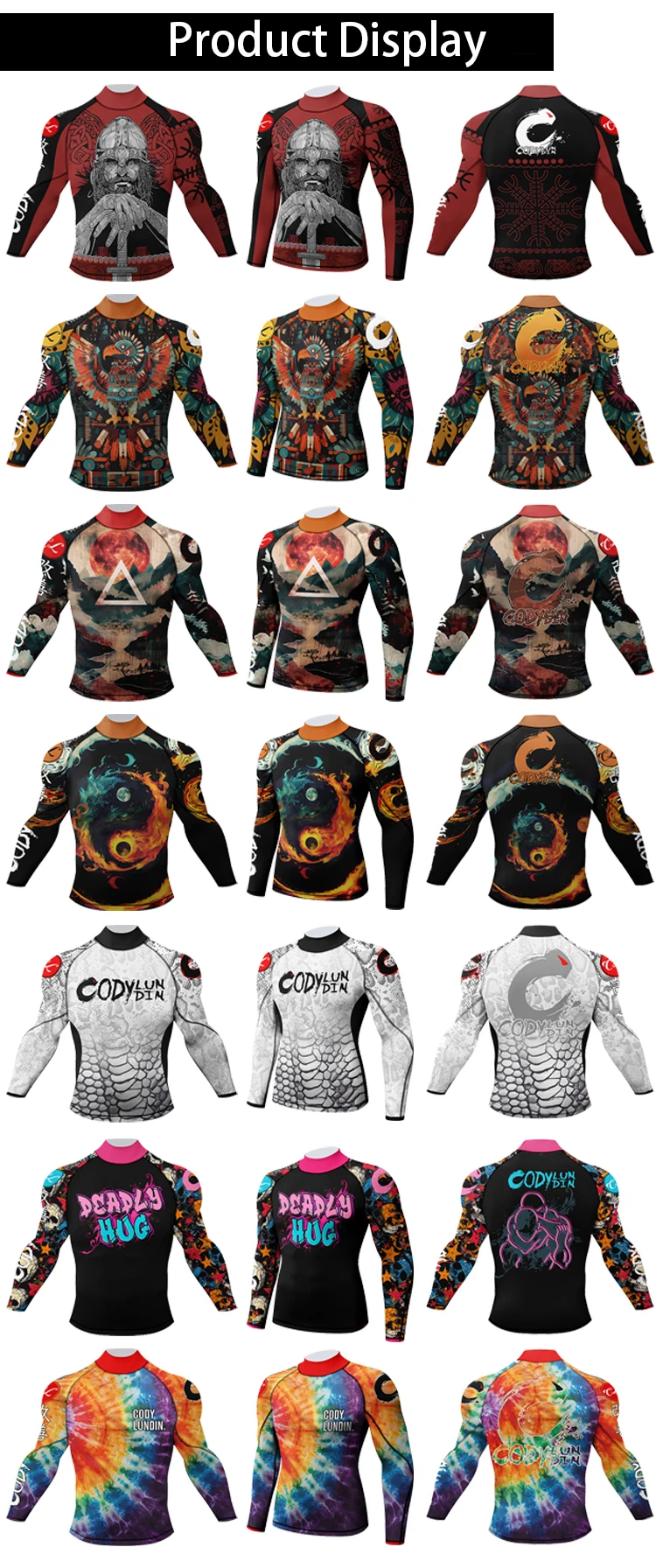 Cody Lundin Mock Neck Men Compression Long Sleeve Fitness Shirt Grappling Boxing Jersey, MMA Jitsu BJJ Rash Guard With Anti Slip