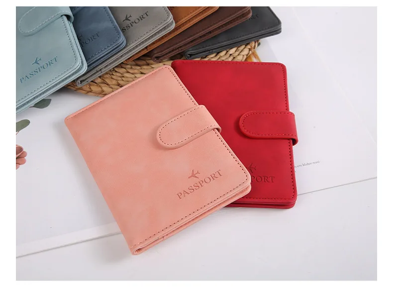 Leather Passport Holder Covers Case Waterproof Travel Credit Card Wallet Cute Passport Book for Women/Men Buckle Passport Cover