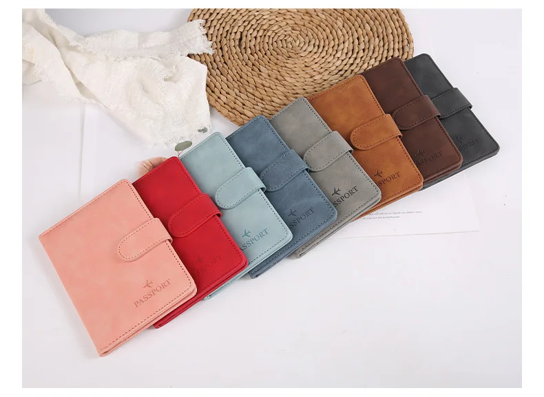 Leather Passport Holder Covers Case Waterproof Travel Credit Card Wallet Cute Passport Book for Women/Men Buckle Passport Cover