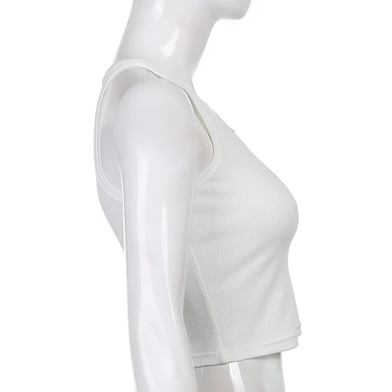 White Sleeveless Cami Top for Women Casual Ribbed Crop Fitness Tees Basic Summer Fashion Ladies 2024