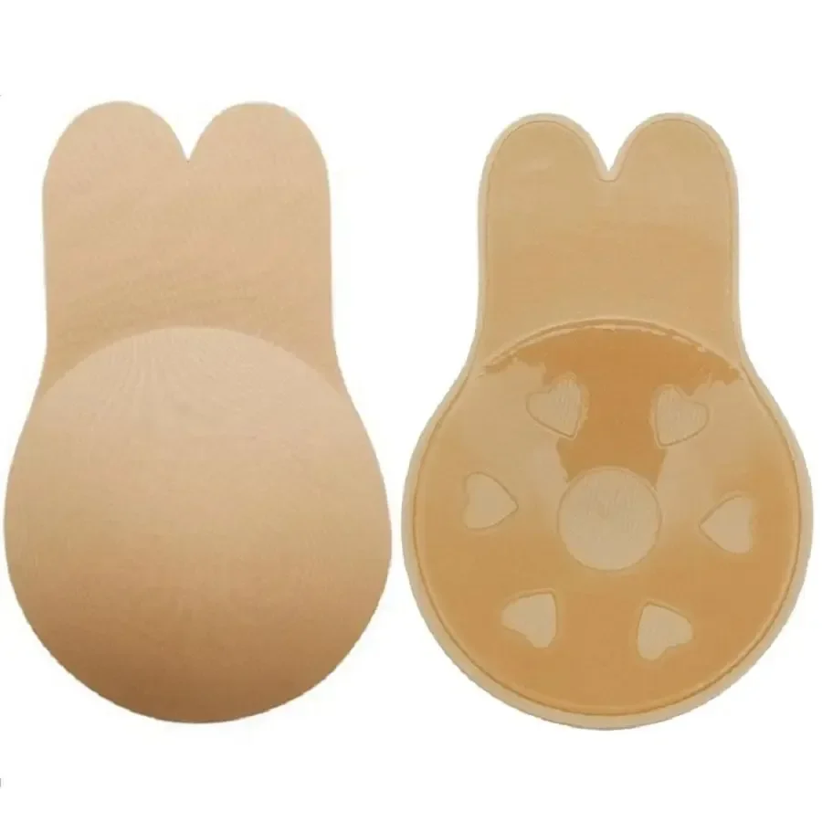 Women push up bras self adhesive silicone strapless invisible bra reusable sticky breast lift tape rabbit nipple cover bra pads