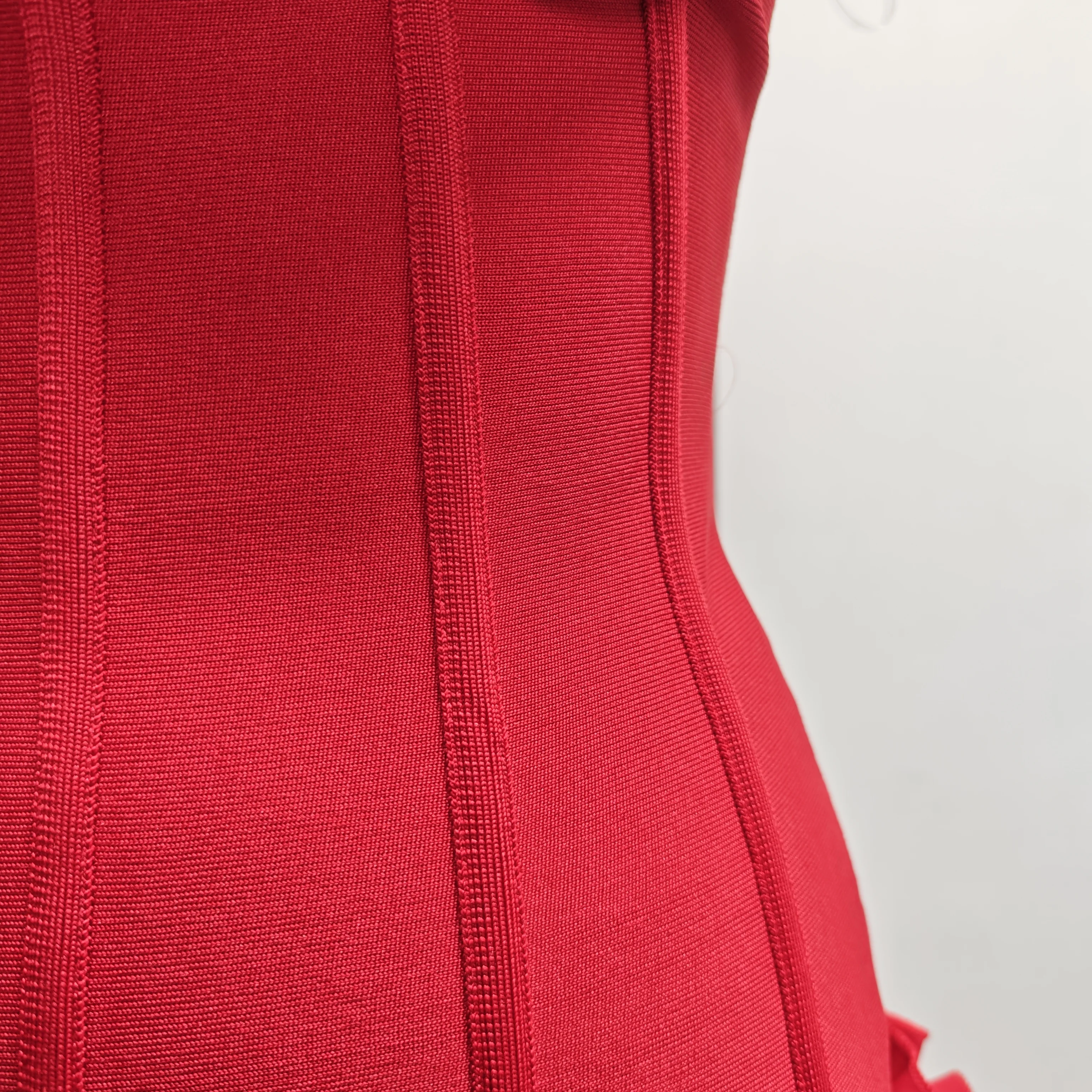 VC Christmas Dress Strapless Backless Red Structured Floral Embellished Mini Length Bodycon Celebrity Party Cocktail Dress