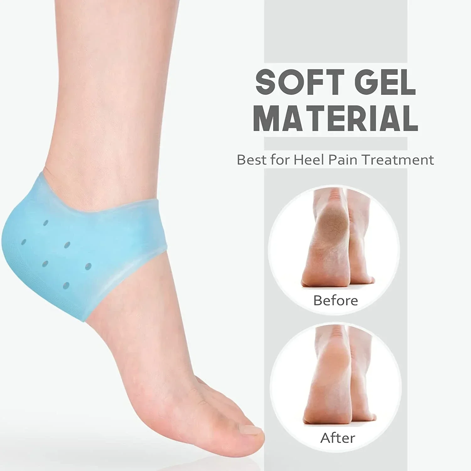 Gel Silicone Skin-Softening Silicone Heel Protectors Heel Cups Spurs Cracked Heel Sleeve Socks Feet Care Skin Repair Cushion New