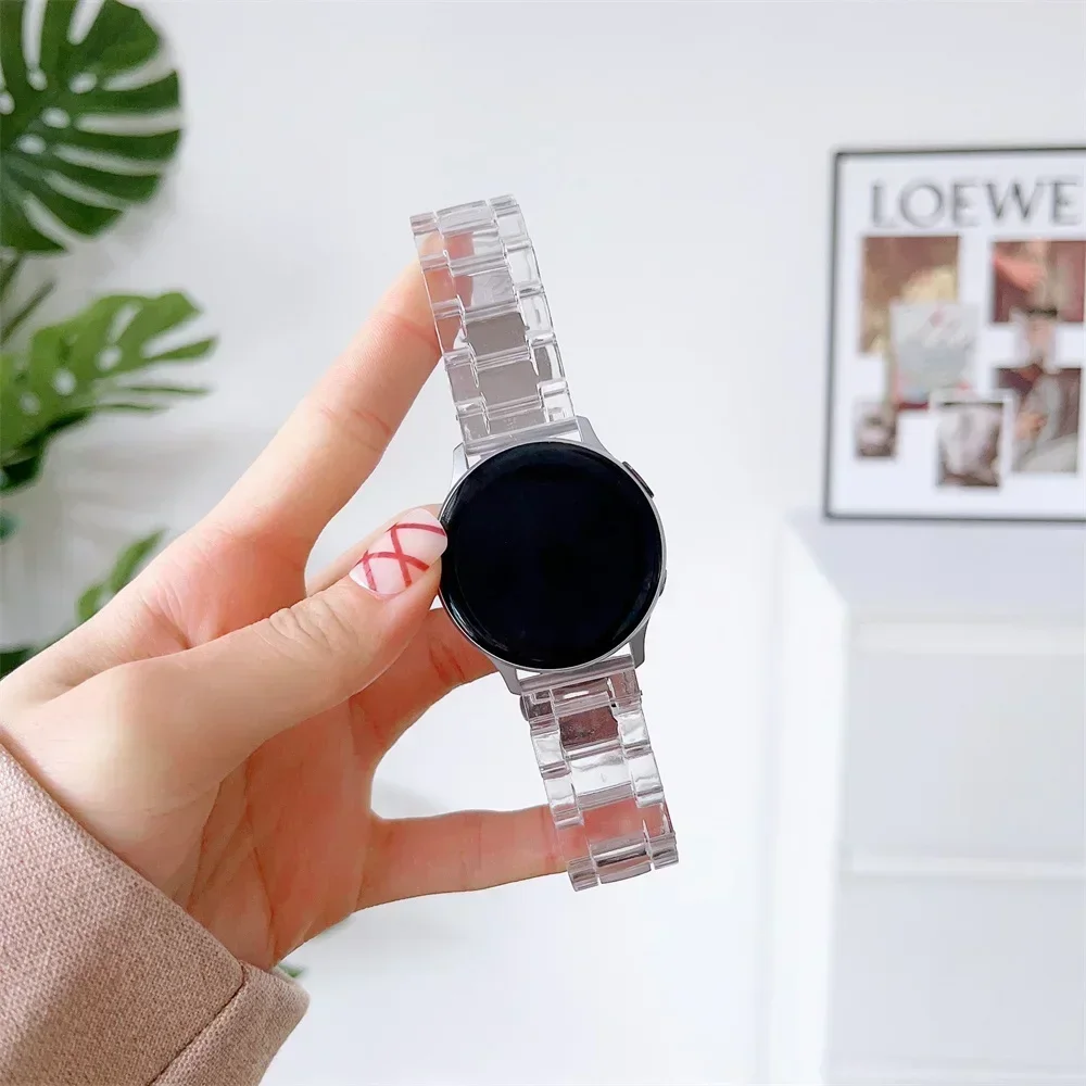 Transparent strap for Samsung Galaxy watch 7/6/5/pro/4/classic/Active 2 20mm/22mm Glacier link bracelet huawei gt 2-3-pro-4 band