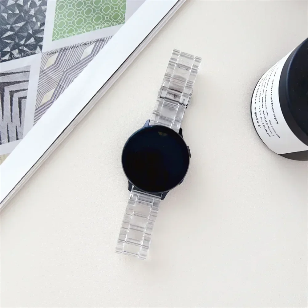 Transparent strap for Samsung Galaxy watch 7/6/5/pro/4/classic/Active 2 20mm/22mm Glacier link bracelet huawei gt 2-3-pro-4 band