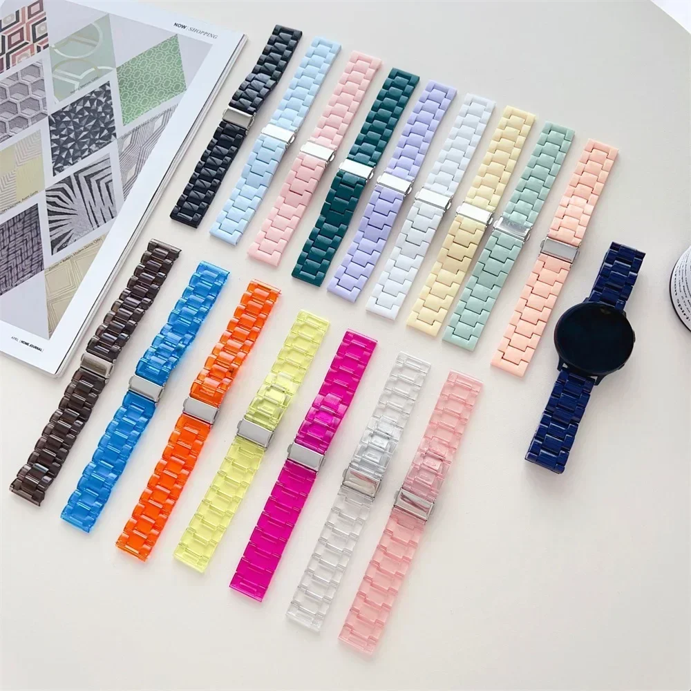Transparent strap for Samsung Galaxy watch 7/6/5/pro/4/classic/Active 2 20mm/22mm Glacier link bracelet huawei gt 2-3-pro-4 band