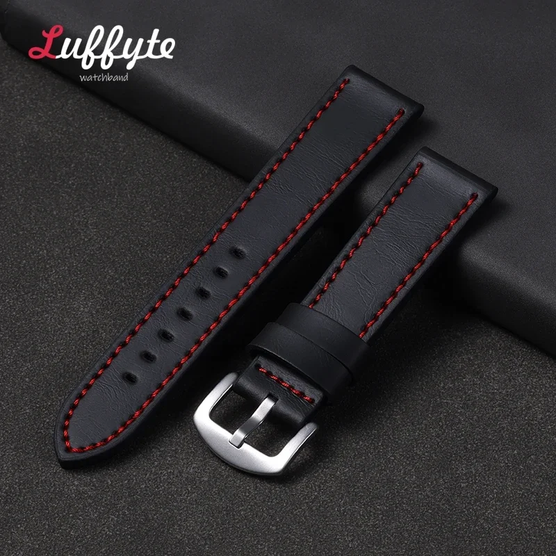 Vintage Leather Watch Strap 18mm 20mm 22mm 24mm Universal Bracelet Business Black Brown Grey Watchband Belt Accessories