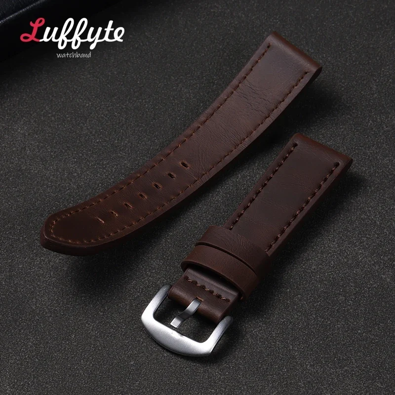 Vintage Leather Watch Strap 18mm 20mm 22mm 24mm Universal Bracelet Business Black Brown Grey Watchband Belt Accessories