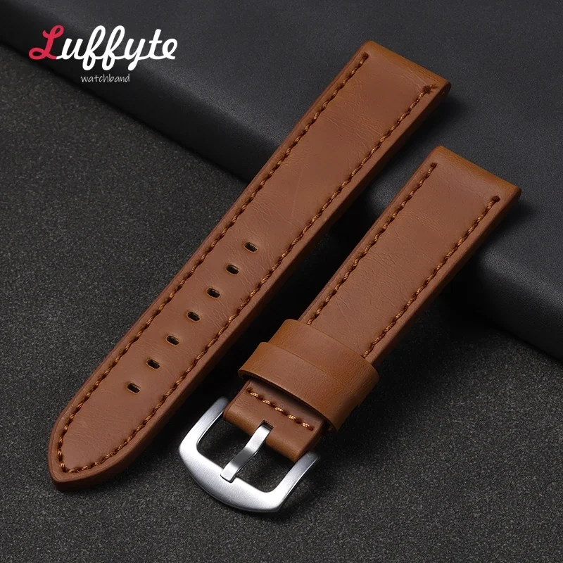 Vintage Leather Watch Strap 18mm 20mm 22mm 24mm Universal Bracelet Business Black Brown Grey Watchband Belt Accessories
