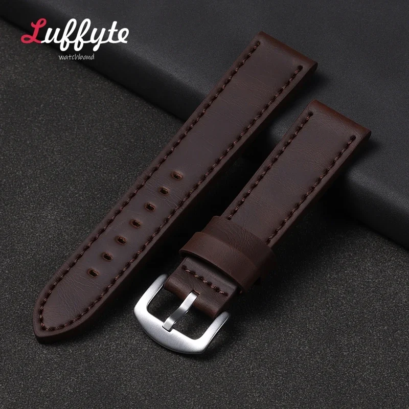 Vintage Leather Watch Strap 18mm 20mm 22mm 24mm Universal Bracelet Business Black Brown Grey Watchband Belt Accessories