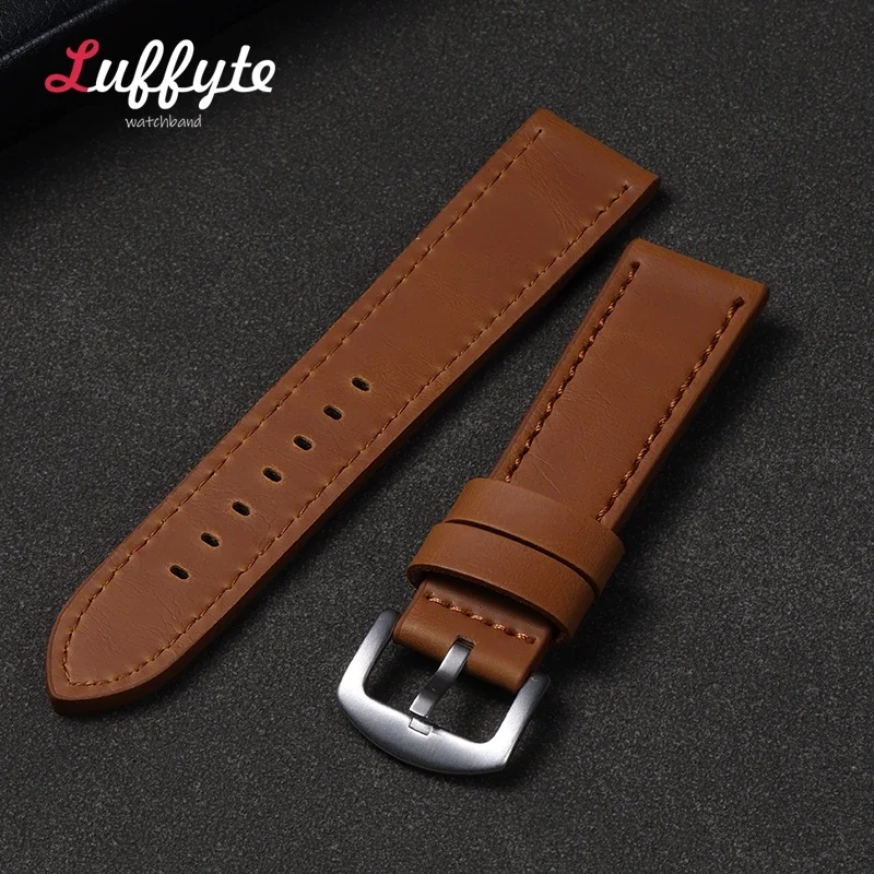 Vintage Leather Watch Strap 18mm 20mm 22mm 24mm Universal Bracelet Business Black Brown Grey Watchband Belt Accessories