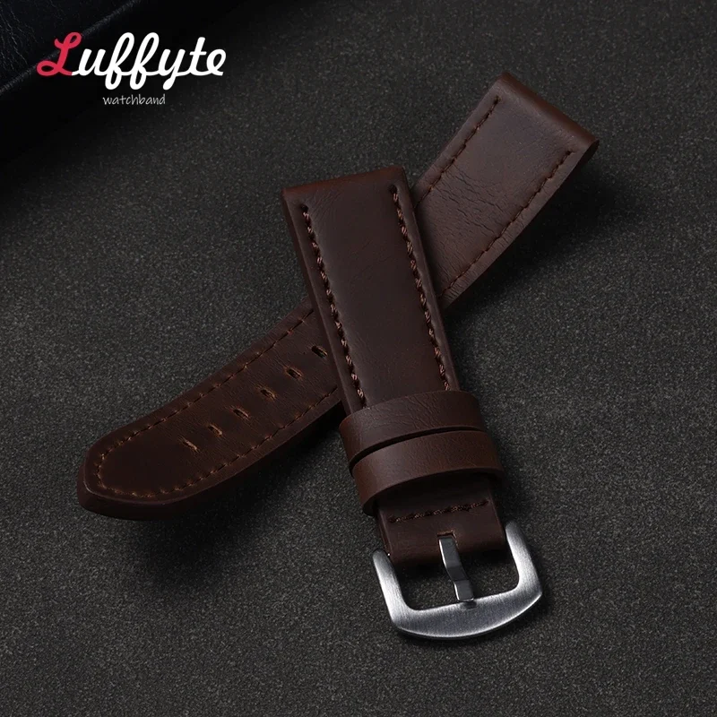 Vintage Leather Watch Strap 18mm 20mm 22mm 24mm Universal Bracelet Business Black Brown Grey Watchband Belt Accessories