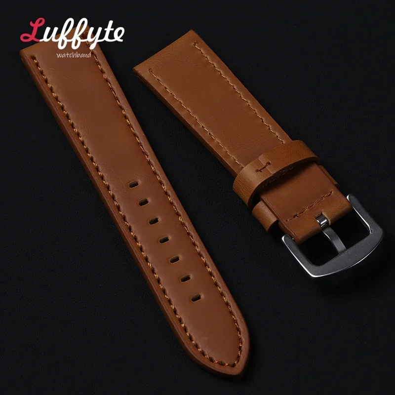 Vintage Leather Watch Strap 18mm 20mm 22mm 24mm Universal Bracelet Business Black Brown Grey Watchband Belt Accessories