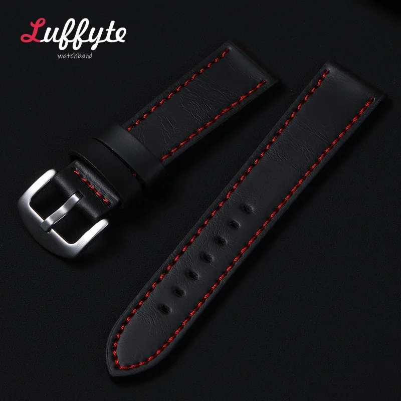 Vintage Leather Watch Strap 18mm 20mm 22mm 24mm Universal Bracelet Business Black Brown Grey Watchband Belt Accessories
