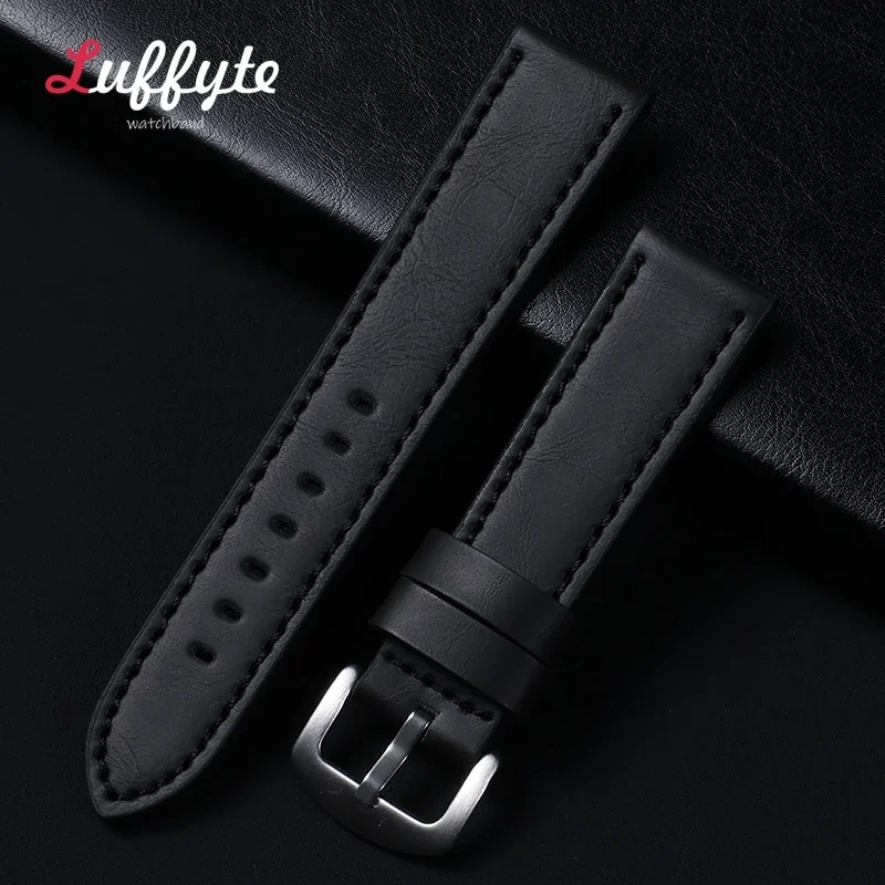 Vintage Leather Watch Strap 18mm 20mm 22mm 24mm Universal Bracelet Business Black Brown Grey Watchband Belt Accessories