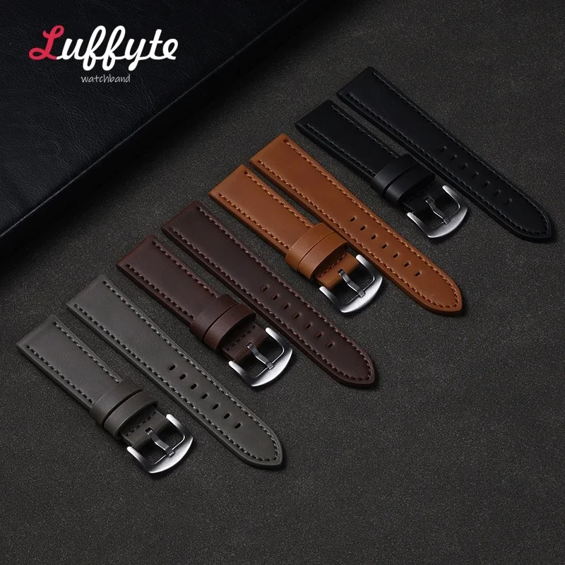 Vintage Leather Watch Strap 18mm 20mm 22mm 24mm Universal Bracelet Business Black Brown Grey Watchband Belt Accessories
