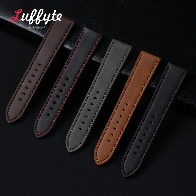 Vintage Leather Watch Strap 18mm 20mm 22mm 24mm Universal Bracelet Business Black Brown Grey Watchband Belt Accessories