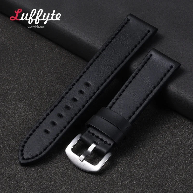 Vintage Leather Watch Strap 18mm 20mm 22mm 24mm Universal Bracelet Business Black Brown Grey Watchband Belt Accessories