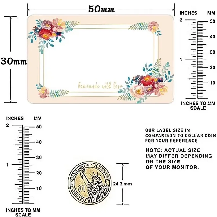50-250PCS New Flowers Name Lables Sunflowers Small Packaging Sticker Roll Pack Home Made Stickers Rolling Lables