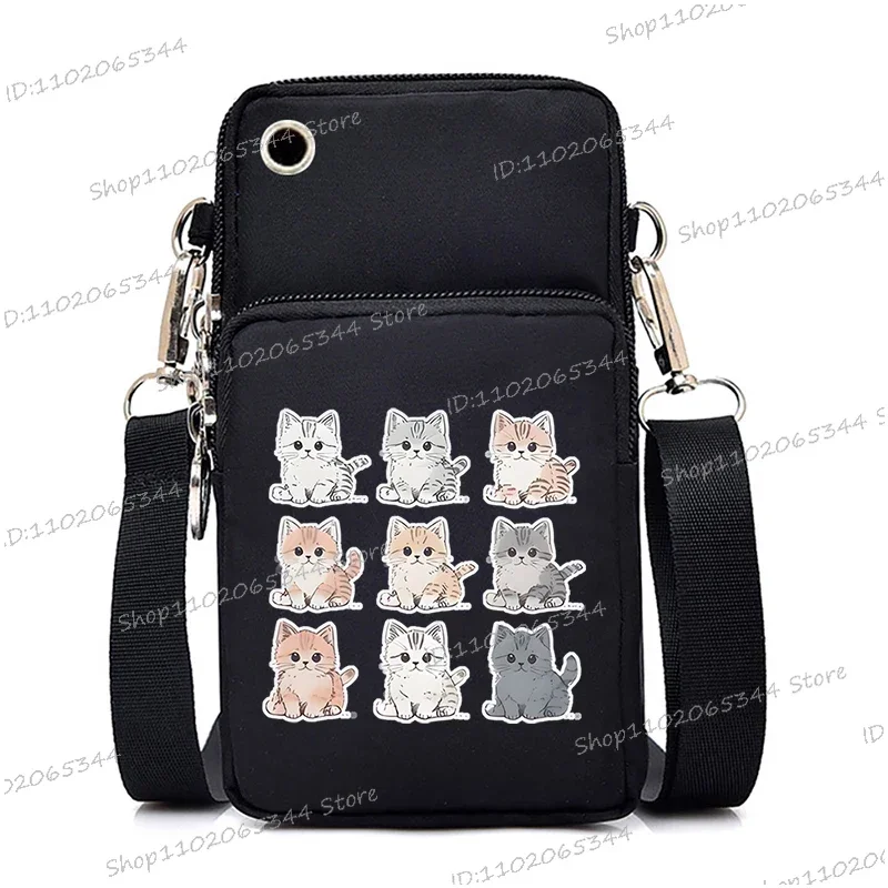 2024 Zipper Small Crossbody Bags Cartoon Anime Cat Women's Shoulder Purses and Handbags Girls Fashion Animal Mobile Phone Bag