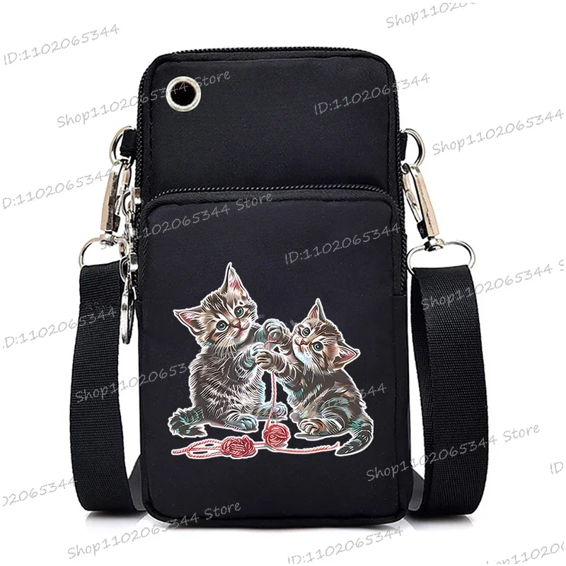 2024 Zipper Small Crossbody Bags Cartoon Anime Cat Women's Shoulder Purses and Handbags Girls Fashion Animal Mobile Phone Bag