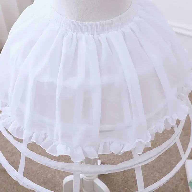 Womens Lolita Hollow Out Birdcage Petticoat 4 Hoops Pleated Ruffles Underskirt